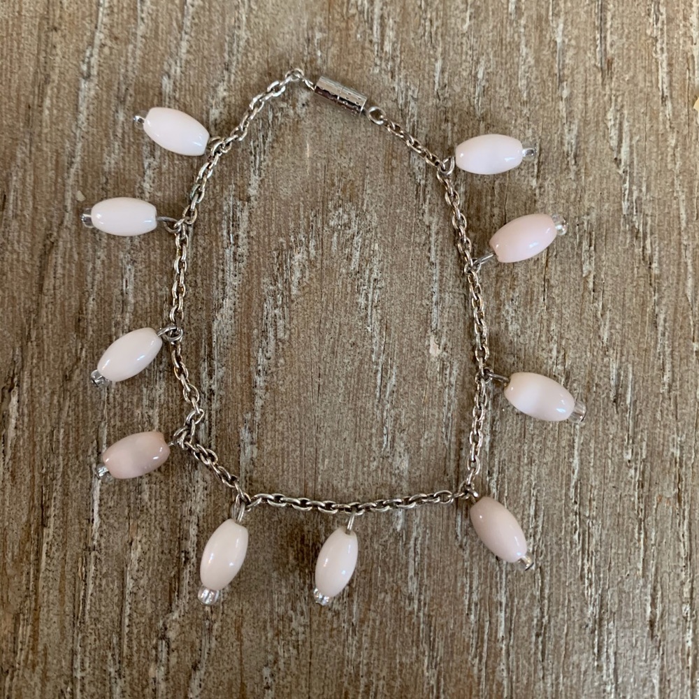 Pink pebble charm bracelet